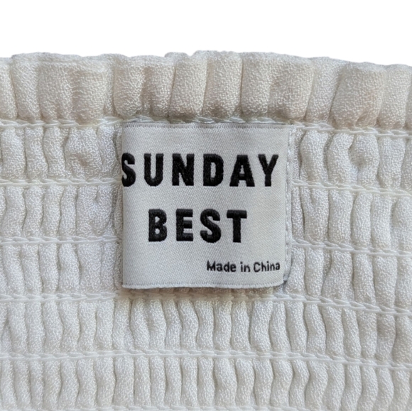 Aritzia Sunday Best Sinatra Blouse Coquette White Ruched Puff Sleeves Women's L - Picture 7 of 13